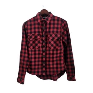 Sombrio Womens Size XS Silhouette Riding Shirt Red Black Buffalo Plaid Snap Top